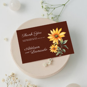 Invitation Merci de tournesol de menthe orange brun tourbé