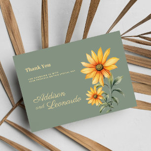 Invitation Merci de tournesol vert Mint