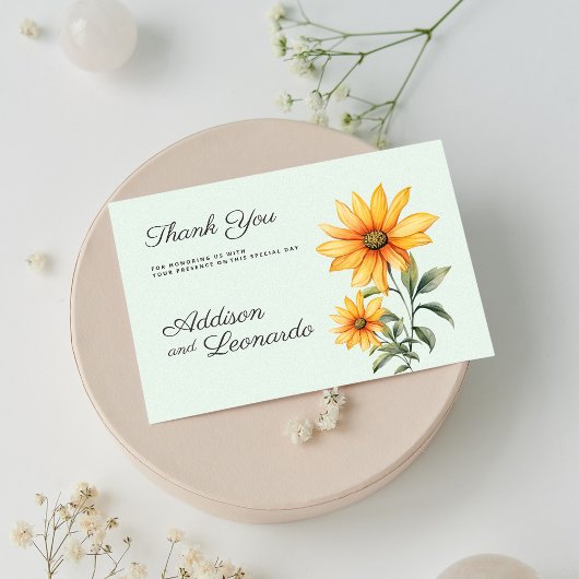 Invitation Merci de tournesol vert orange