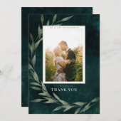 Invitation Merci d'émeraude Feuille classique (Devant / Derrière)