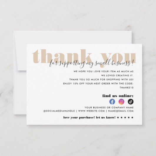 Invitation Merci D'Entreprise Moderne Pour Votre Commande (Dos)