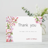 Invitation Merci d'été en fleurs de cerisier rose botanique (Debout devant)