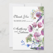 Invitation Merci d'été rose violet fleur sauvage (Devant)