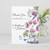 Invitation Merci d'été rose violet fleur sauvage (Debout devant)