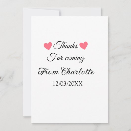 Invitation merci d'être venu nom à ajouter message texte  (Devant)