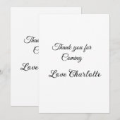 Invitation merci d'être venu nom du destinataire message text (Devant / Derrière)