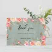 Invitation Merci d'hiver vert Mauve rose ivoire (Debout devant)