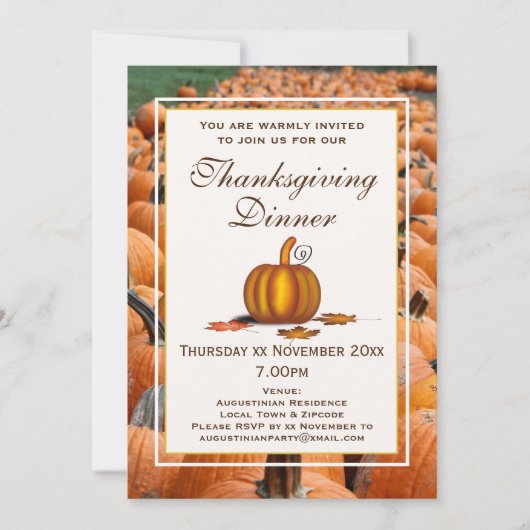 Invitation MERCI DÎNER CITROUILLE de célébration (Devant)