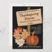 Invitation MERCI DÎNER Fun Citrouille Feuilles (Devant)