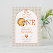 Invitation Merci Donner Cutie Pie Beige En vichy 1er annivers (Debout devant)