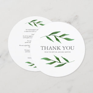 Invitation Merci élégant Feuille luxuriant avec message sur l