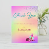 Invitation Merci Elégant Paillettes Coloré (Debout devant)