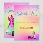 Invitation Merci Elégant Paillettes Coloré (Devant / Derrière)