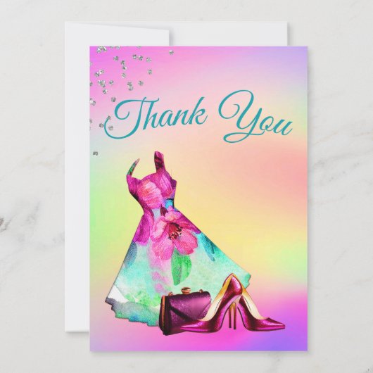 Invitation Merci Elégant Parties scintillant coloré (Dos)