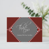 Invitation Merci Elegant Rouge & Gris Note (Debout devant)