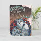 Invitation Merci en chat Vintage Boho (Debout devant)