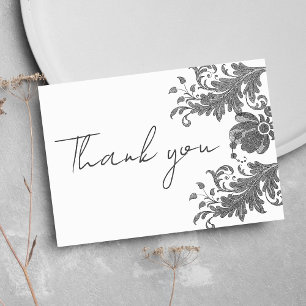 Invitation Merci en dentelle florale simple en parties scinti