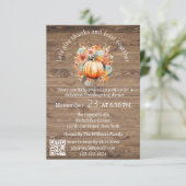 Invitation merci & festin thanksgiving rustique qr code moder (Debout devant)
