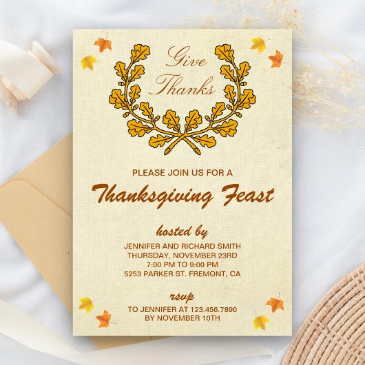 Invitation Merci. | Fête de Thanksgiving de Wreath Automne
