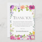 Invitation Merci | Fête des mariées florale aquarelle (Devant)