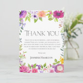 Invitation Merci | Fête des mariées florale aquarelle (Debout devant)