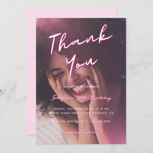 Invitation Merci fête du 30e anniversaire (Devant / Derrière)