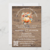 Invitation merci & fête thanksgiving rustique code qr moderne (Devant)