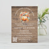 Invitation merci & fête thanksgiving rustique code qr moderne (Debout devant)