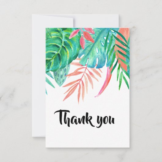 Invitation Merci Feuille tropical (Devant)