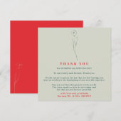 Invitation Merci Fleur Tiny Boho Indie Rouge Vert (Devant / Derrière)