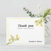 Invitation Merci fleuri vert jaune orangé (Debout devant)