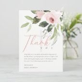 INVITATION MERCI FLORAL ROSE DOUX BLUSH ROSE BABY SHOWER FLOR (Debout devant)