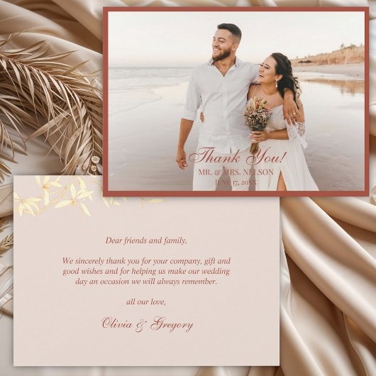 Invitation Merci floral rustique intemporel