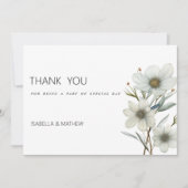 Invitation Merci floral simple vert menthe blanche (Devant)