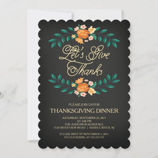 Invitation Merci Floral Thanksgiving Diner (Devant)