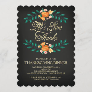 Invitation Merci Floral Thanksgiving Diner