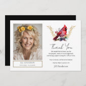 Invitation Merci funéraire Photo Cardinal (Devant / Derrière)