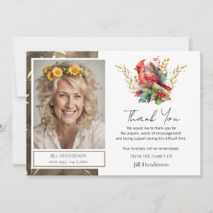 Invitation Merci funéraire Photo Cardinal