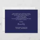 Invitation Merci Golden Script Business Logo Blue Navy (Dos)
