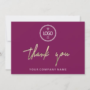 Invitation Merci Golden Script Logo Script Berry Marsala