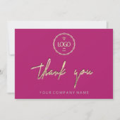 Invitation Merci Golden Script Logo Script rose minima (Devant)