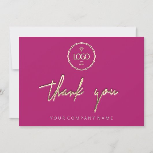 Invitation Merci Golden Script Logo Script rose minima (Devant)
