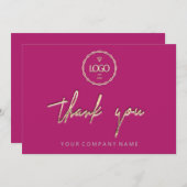 Invitation Merci Golden Script Logo Script rose minima (Devant / Derrière)