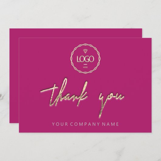 Invitation Merci Golden Script Logo Script rose minima (Devant / Derrière)