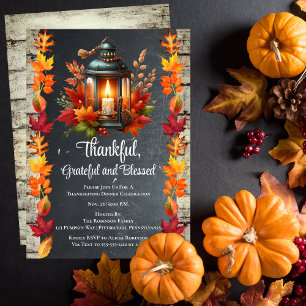 Invitation Merci Grateful and Blesseful Thanksgiving Dîner