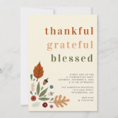 Invitation Merci Grateful Blessé Chic Thanksgiving Party (Devant)
