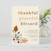 Invitation Merci Grateful Blessé Chic Thanksgiving Party (Debout devant)