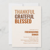 Invitation Merci Grateful Dîner d'action d'amitié (Devant)