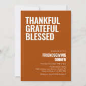 Invitation Merci Grateful Dîner d'action d'amitié (Devant)