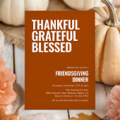 Invitation Merci Grateful Dîner d'action d'amitié